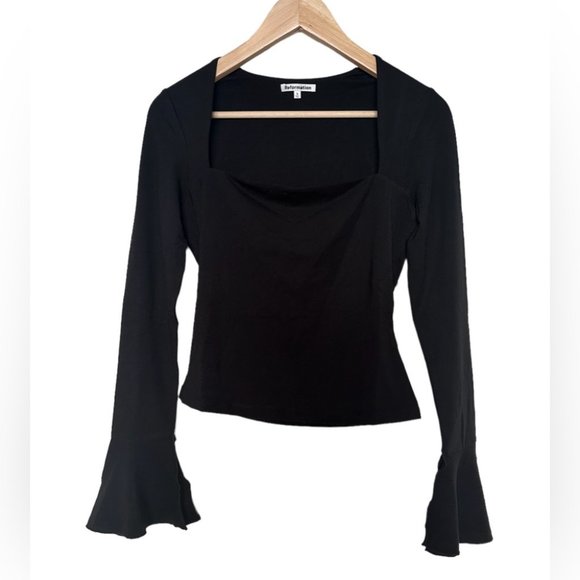 NEW Reformation Luca Long Sleeve Knit Top in Black | size S - Picture 4 of 7
